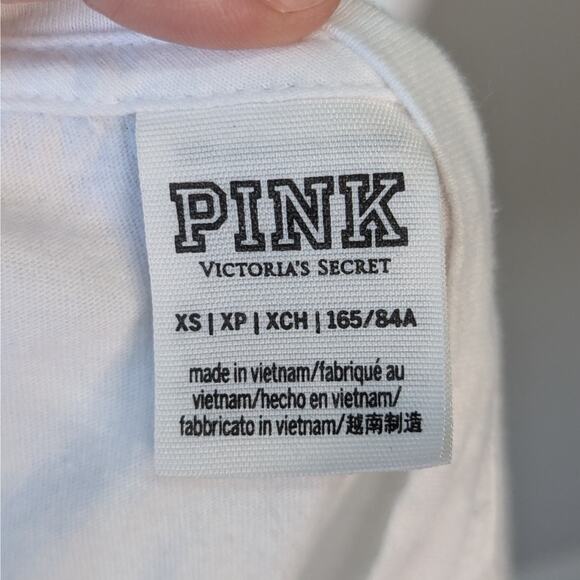 VS PINK White St. Patrick's Day Long Sleeve Crew Neck Sequin T-Shirt Size XS - Picture 8 of 11